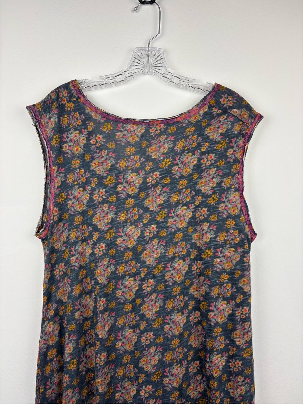 Natural Life Hangout Cotton Midi Dress Navy Floral Oversized Flowy Sz M - Picture 9 of 11